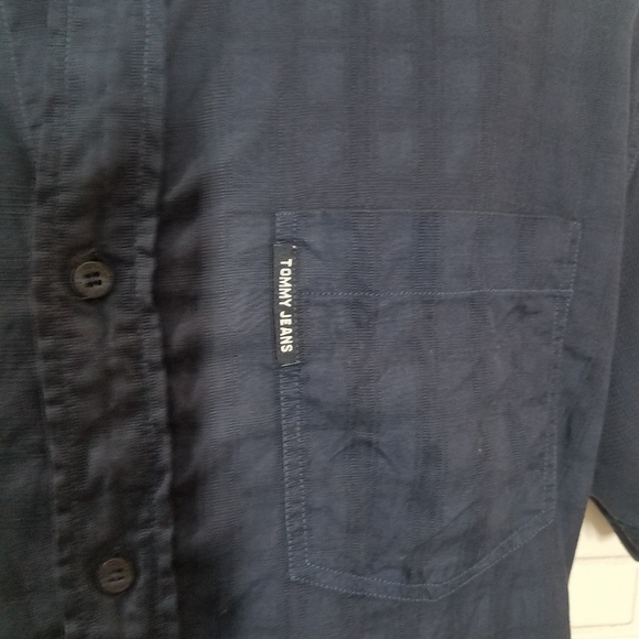 Tommy Jeans Navy Button Down Short Sleeve Shirt - Picture 2 of 8
